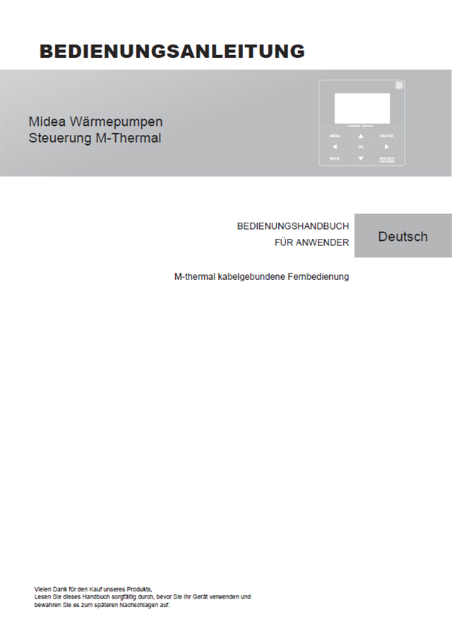 midea wp Bedienugnsanleitrung V1